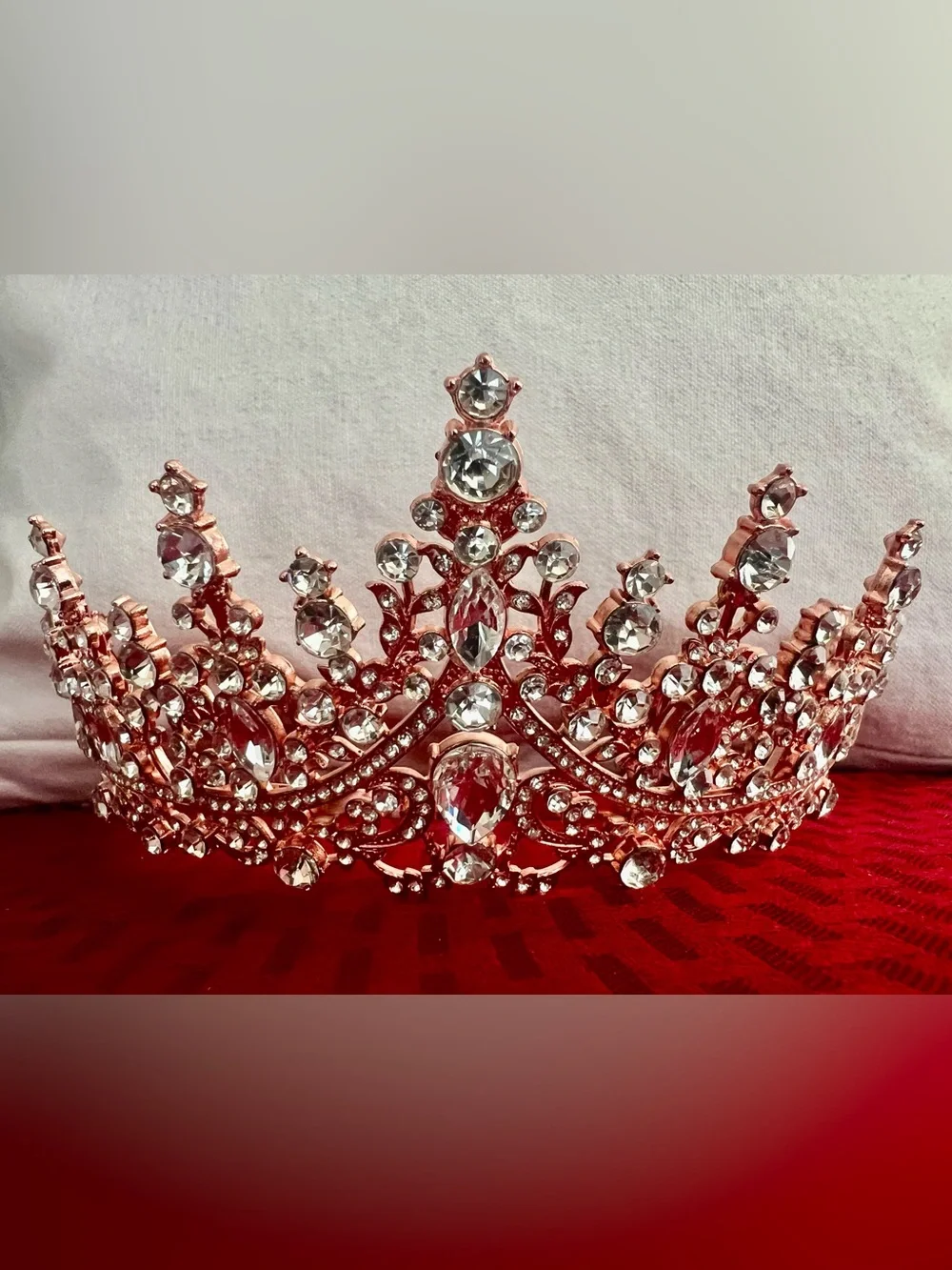 Crystal Rose Gold Bridal Tiara - Elegant Sparkling Headpiece